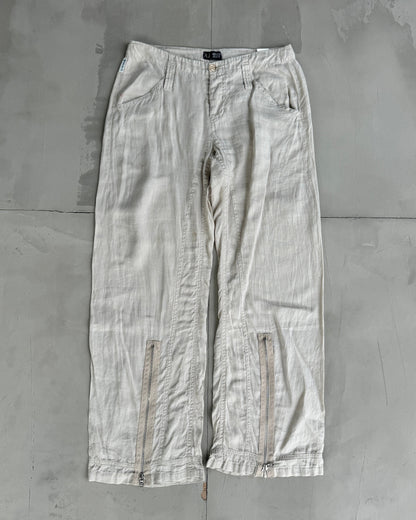 Armani Jeans Wide Leg Linen Pants with Zip Detail - M