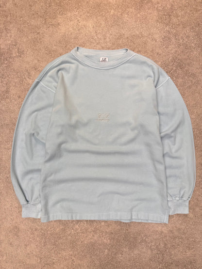 1980s C.P. Company Light Blue Logo Embroidered Sweater