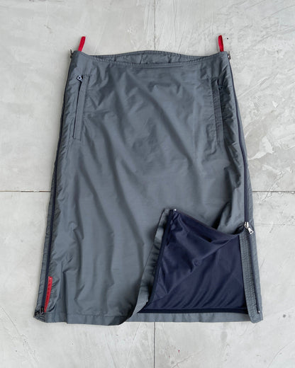 PRADA SPORT NYLON DRAWSTRING MIDI SKIRT - S/M | Small, Multicoloured