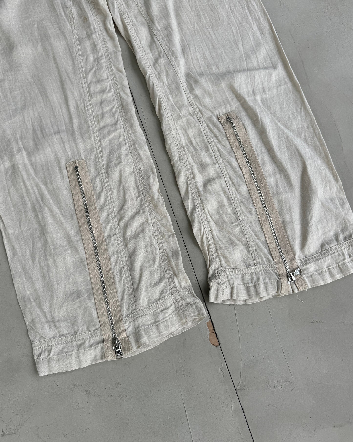 Armani Jeans Wide Leg Linen Pants with Zip Detail - M