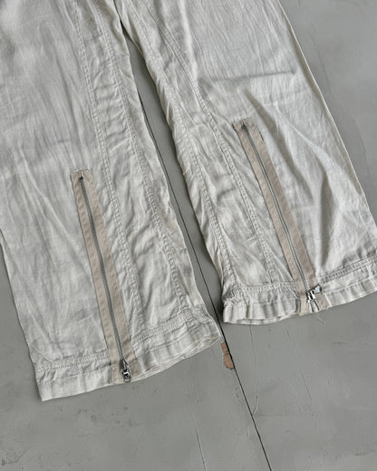 Armani Jeans Wide Leg Linen Pants with Zip Detail - M