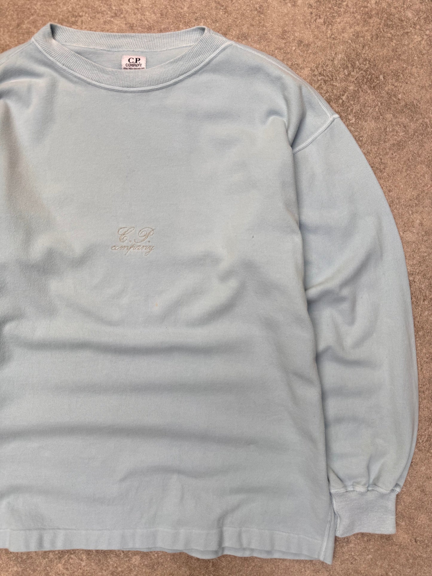 1980s C.P. Company Light Blue Logo Embroidered Sweater