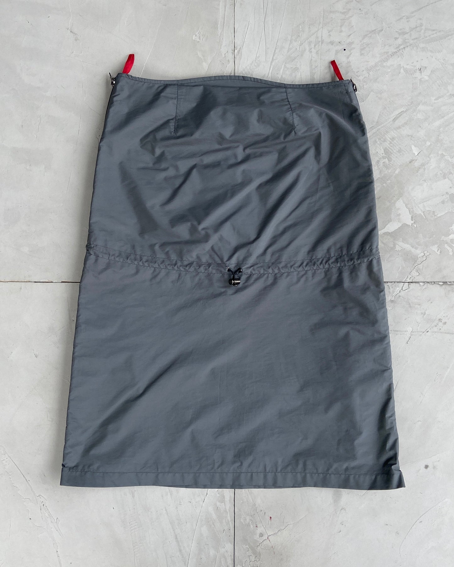 PRADA SPORT NYLON DRAWSTRING MIDI SKIRT - S/M | Small, Multicoloured
