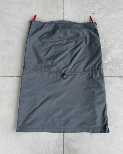 PRADA SPORT NYLON DRAWSTRING MIDI SKIRT - S/M | Small, Multicoloured