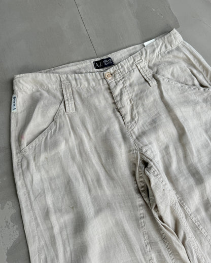 Armani Jeans Wide Leg Linen Pants with Zip Detail - M