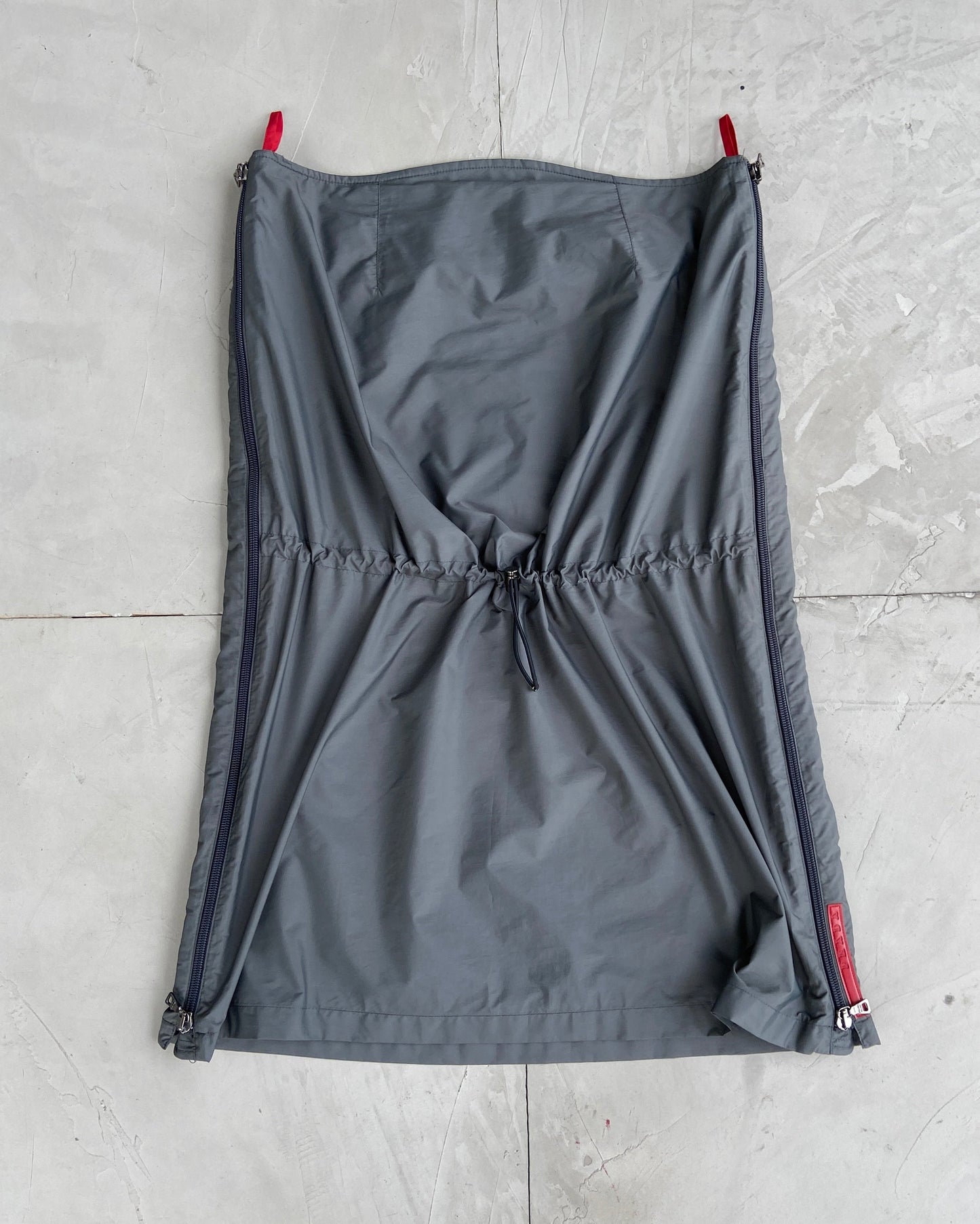 PRADA SPORT NYLON DRAWSTRING MIDI SKIRT - S/M | Small, Multicoloured