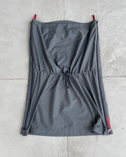PRADA SPORT NYLON DRAWSTRING MIDI SKIRT - S/M | Small, Multicoloured