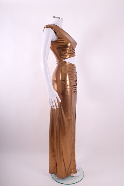 House of Amen Gold Laminated Jersey Dress Gold 10 | Default Title, Gold
