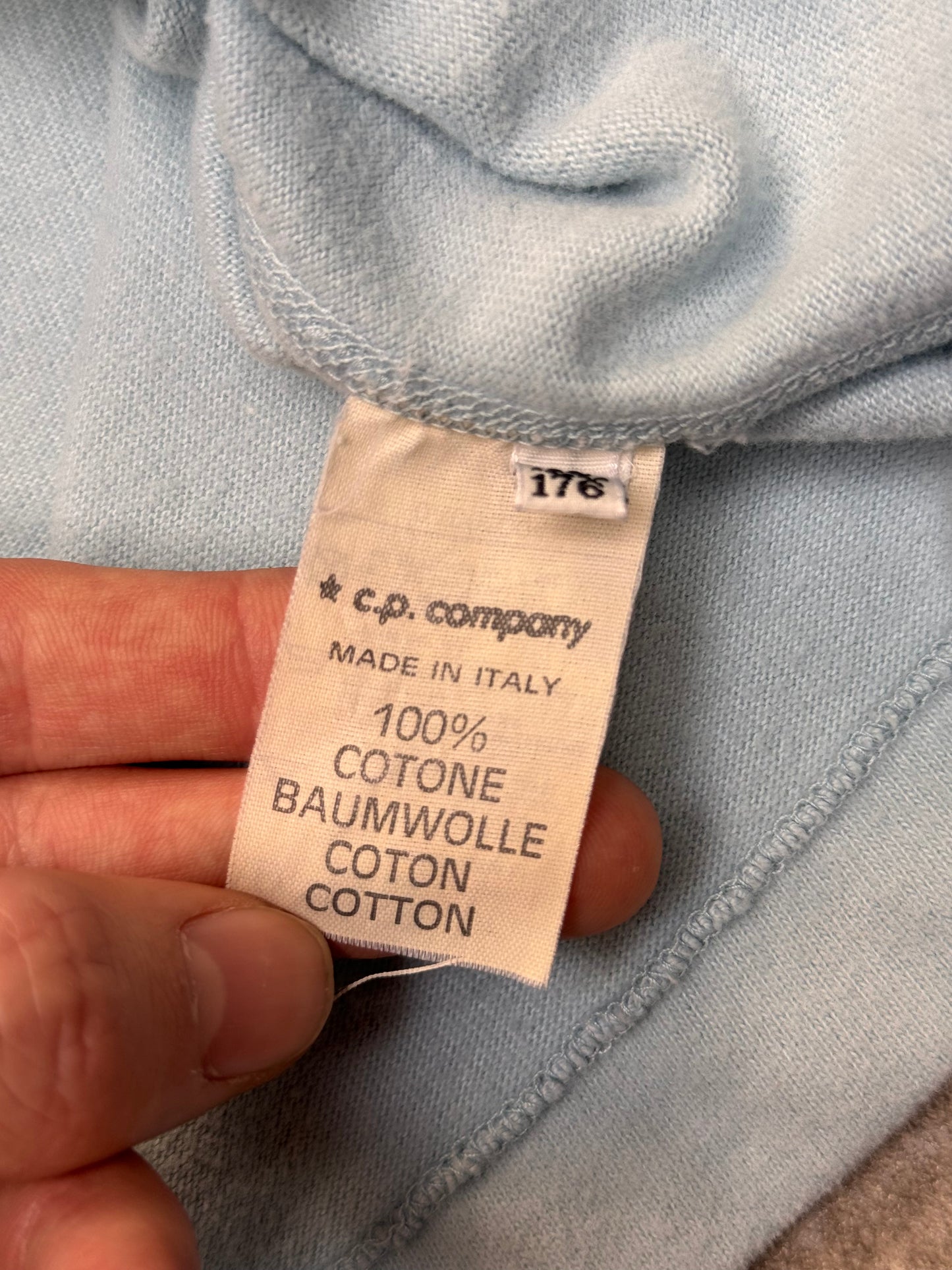 1980s C.P. Company Light Blue Logo Embroidered Sweater