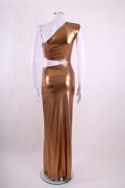 House of Amen Gold Laminated Jersey Dress Gold 10 | Default Title, Gold