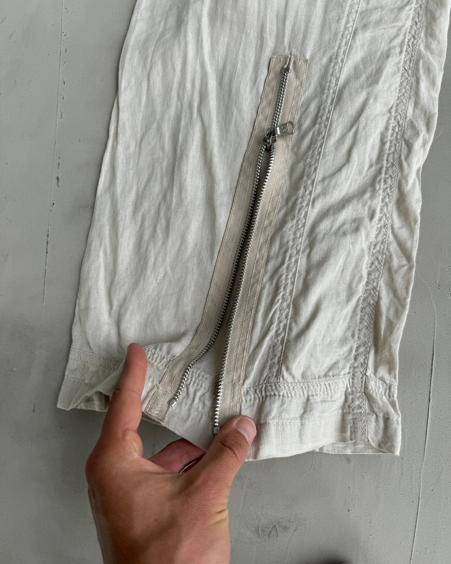 Armani Jeans Wide Leg Linen Pants with Zip Detail - M