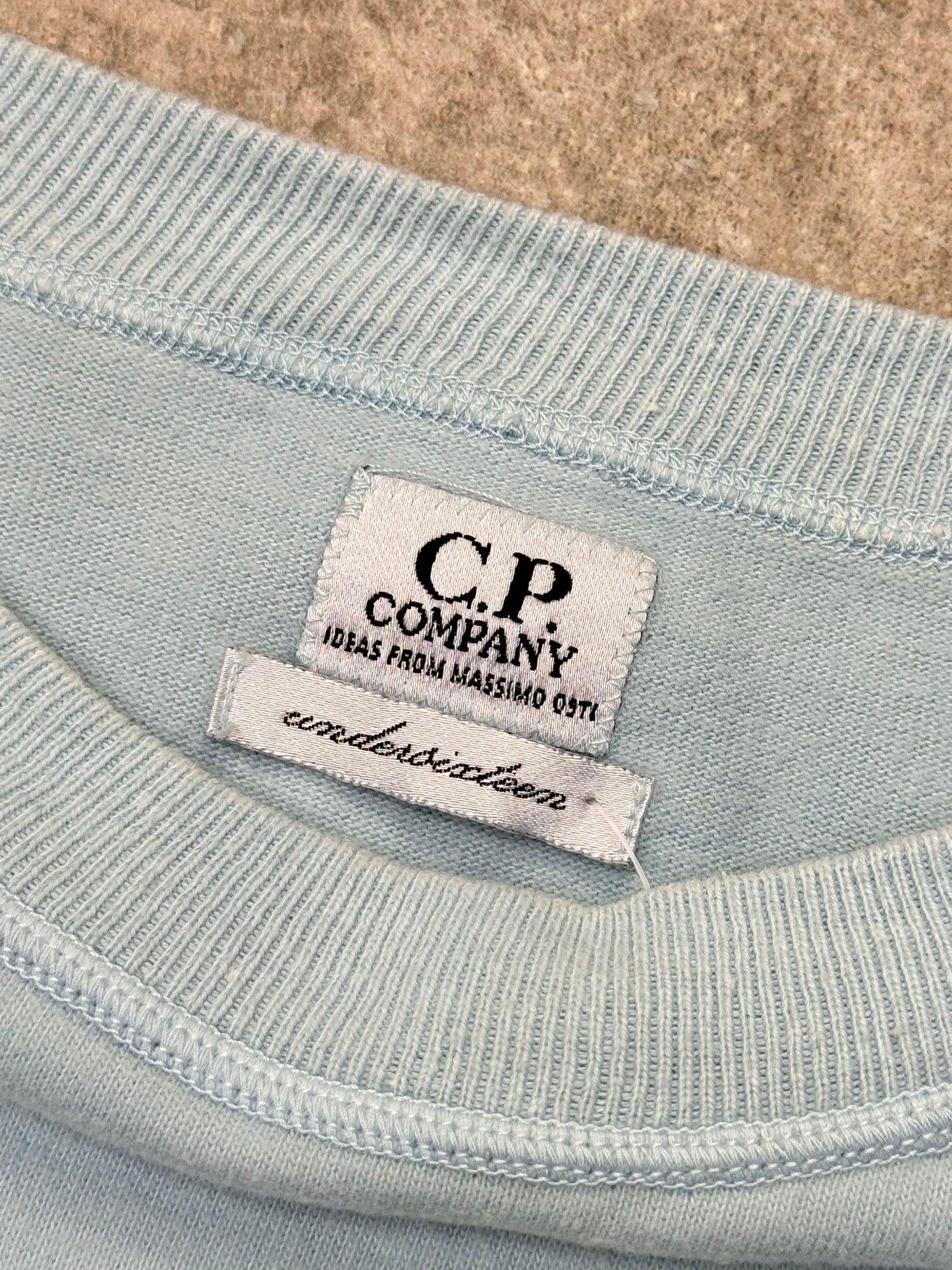 1980s C.P. Company Light Blue Logo Embroidered Sweater