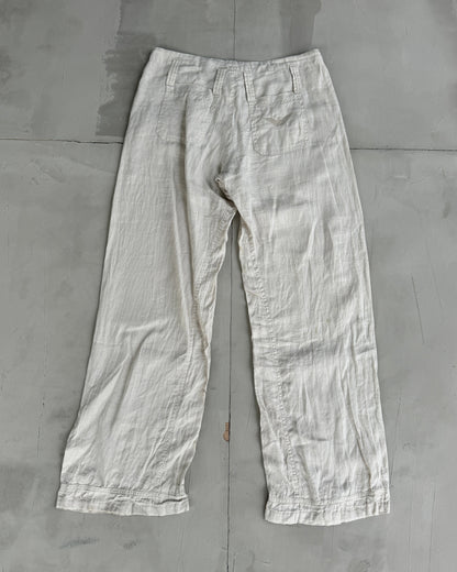 Armani Jeans Wide Leg Linen Pants with Zip Detail - M