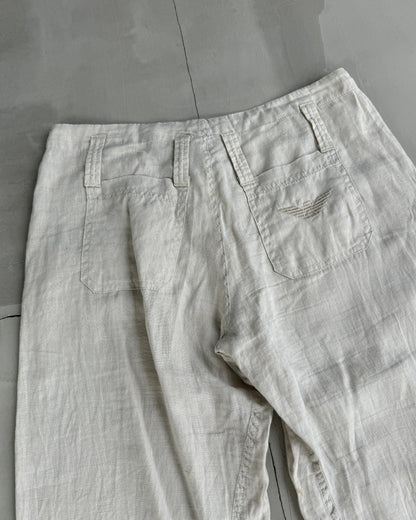 Armani Jeans Wide Leg Linen Pants with Zip Detail - M