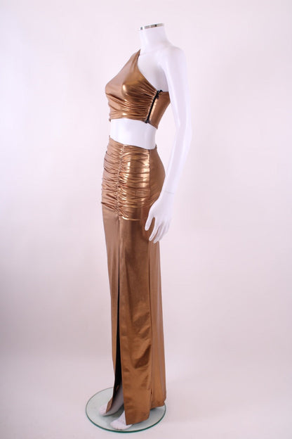 House of Amen Gold Laminated Jersey Dress Gold 10 | Default Title, Gold