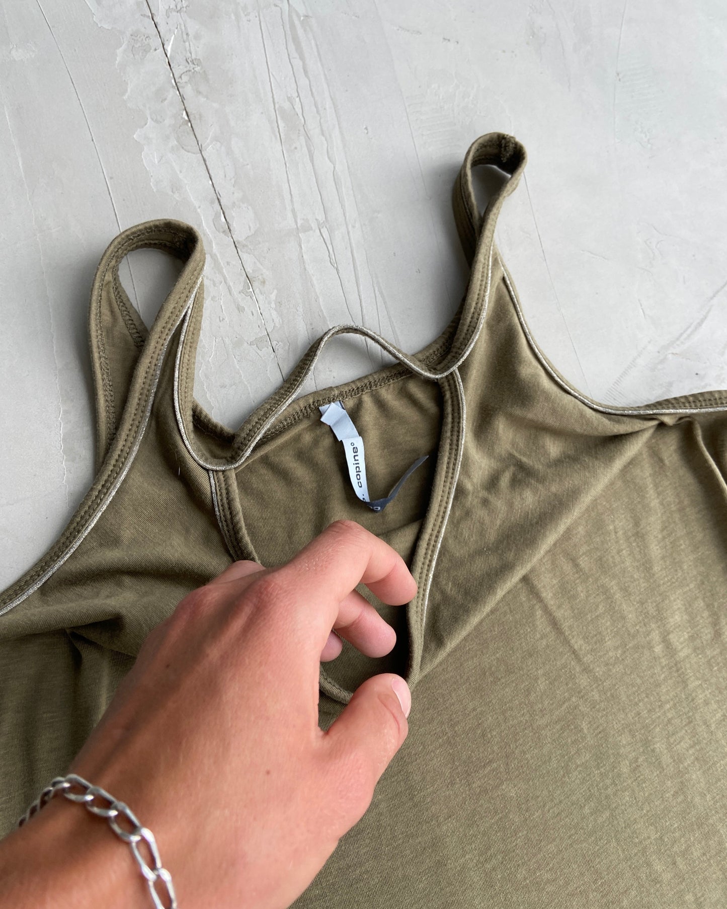 COP COPINE KHAKI COTTON MAXI DRESS - S