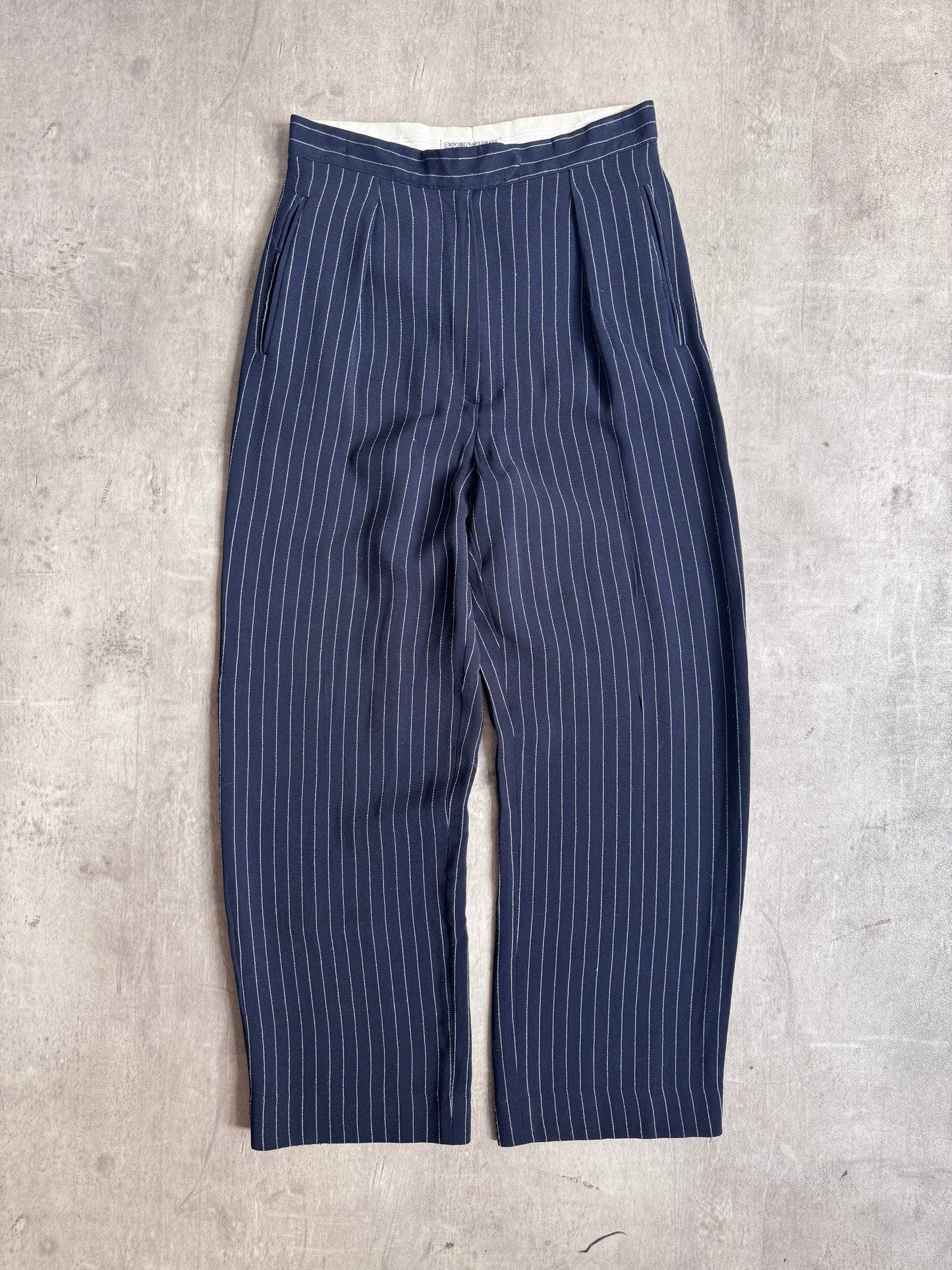 1980's Emporio Armani Pinstripe Single Pleat Trousers