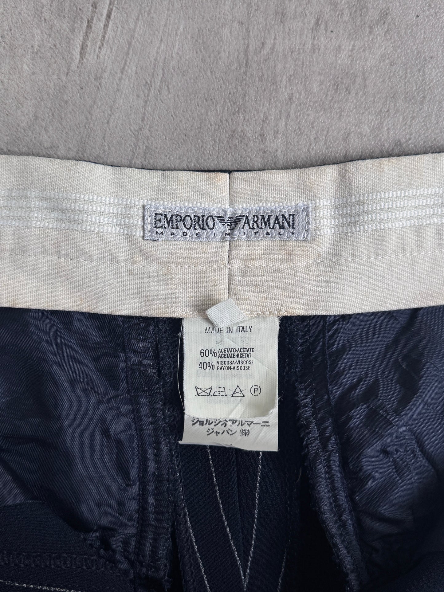 1980's Emporio Armani Pinstripe Single Pleat Trousers