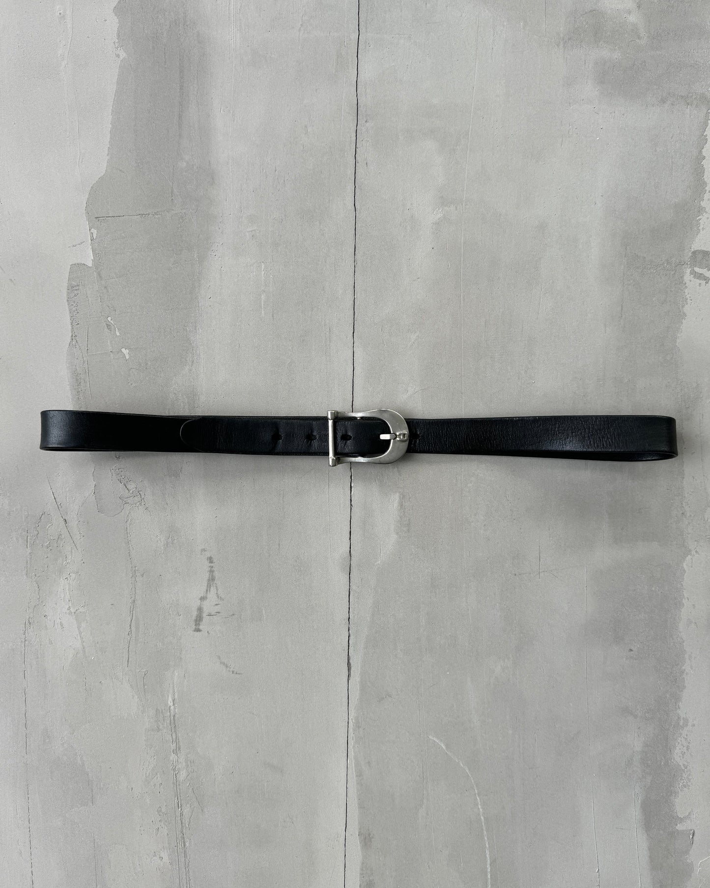 LEATHER & SILVER BUCKLE BELT | O/S, Black