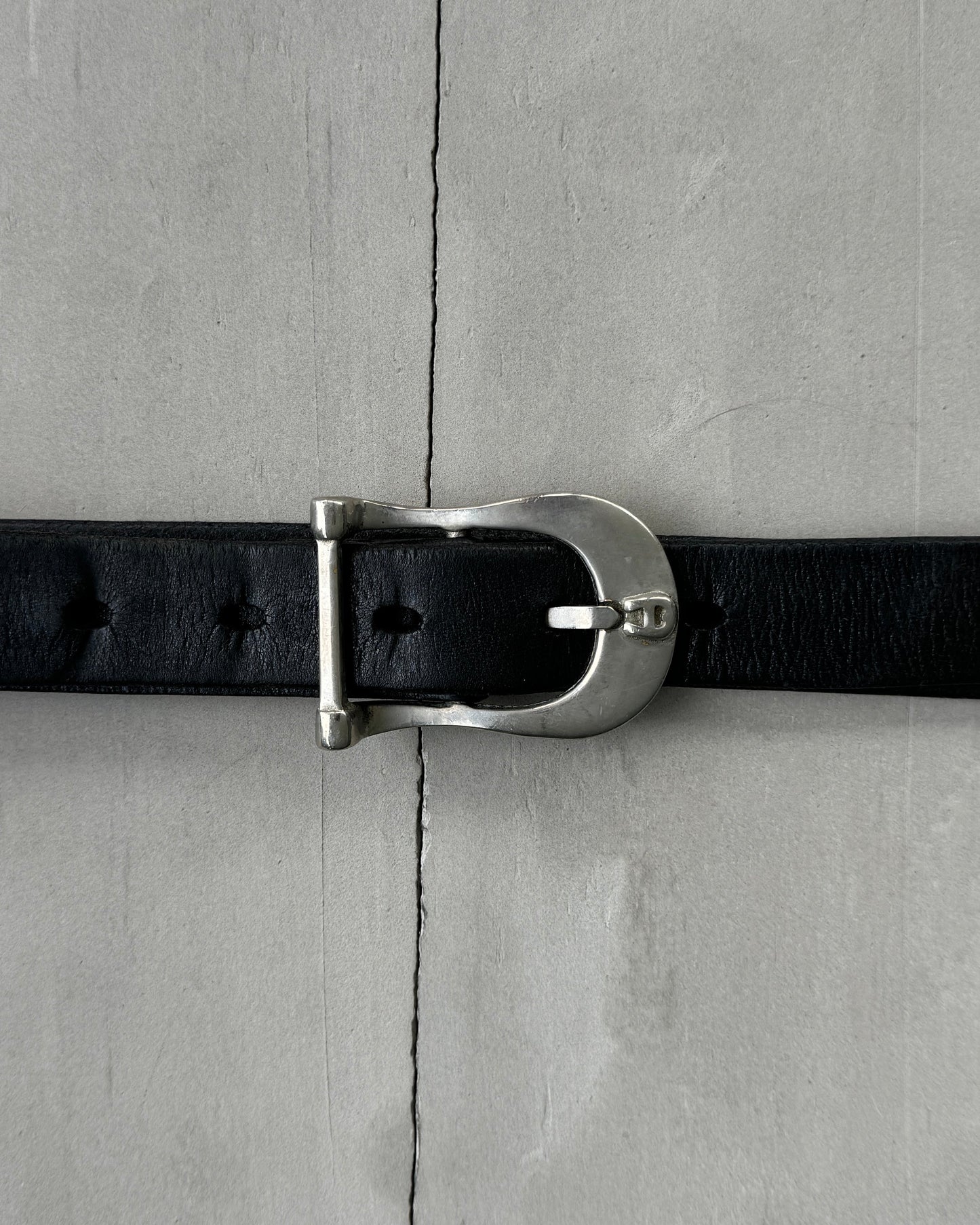 LEATHER & SILVER BUCKLE BELT | O/S, Black