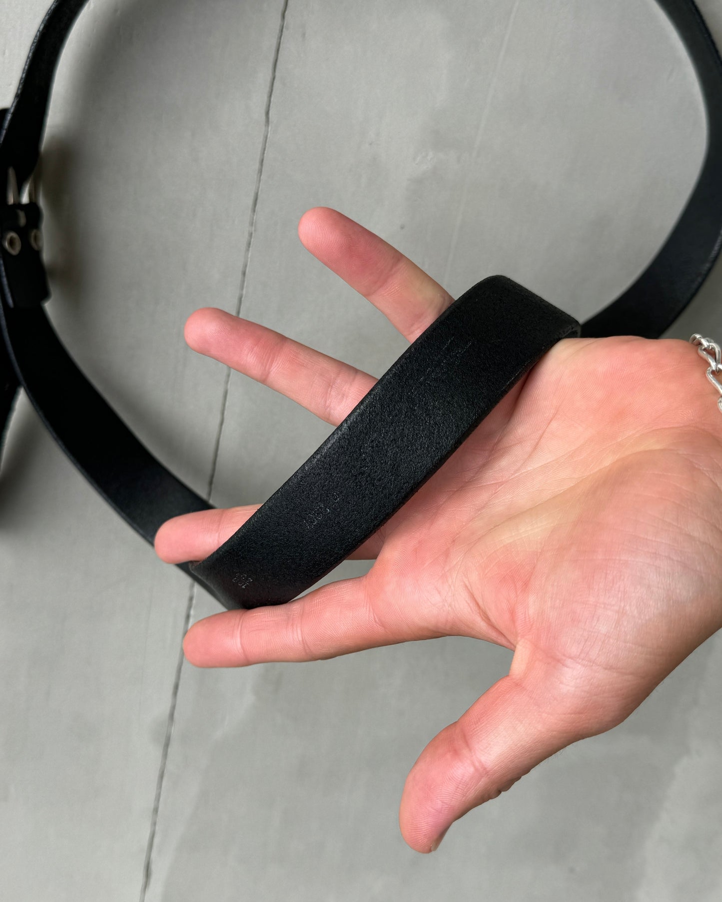 LEATHER & SILVER BUCKLE BELT | O/S, Black