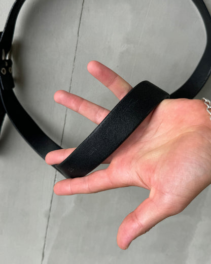 LEATHER & SILVER BUCKLE BELT | O/S, Black