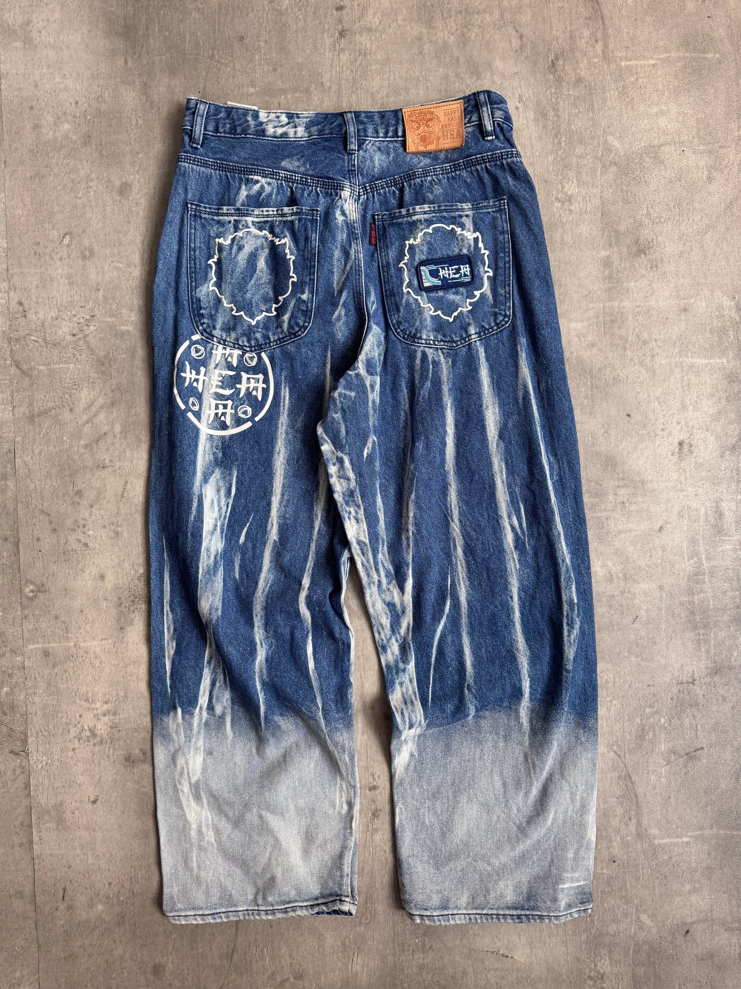 HEA Denim Acid Streak Wide Leg Denim Jeans