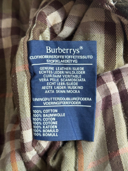 Burberry Khaki Suede Ribbed Wool Trim Bomber Jacket