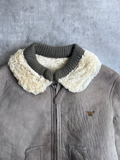 1970's Giorgio Armani Grey Cropped Shearling Flight Blouson ( Sold As Seen )