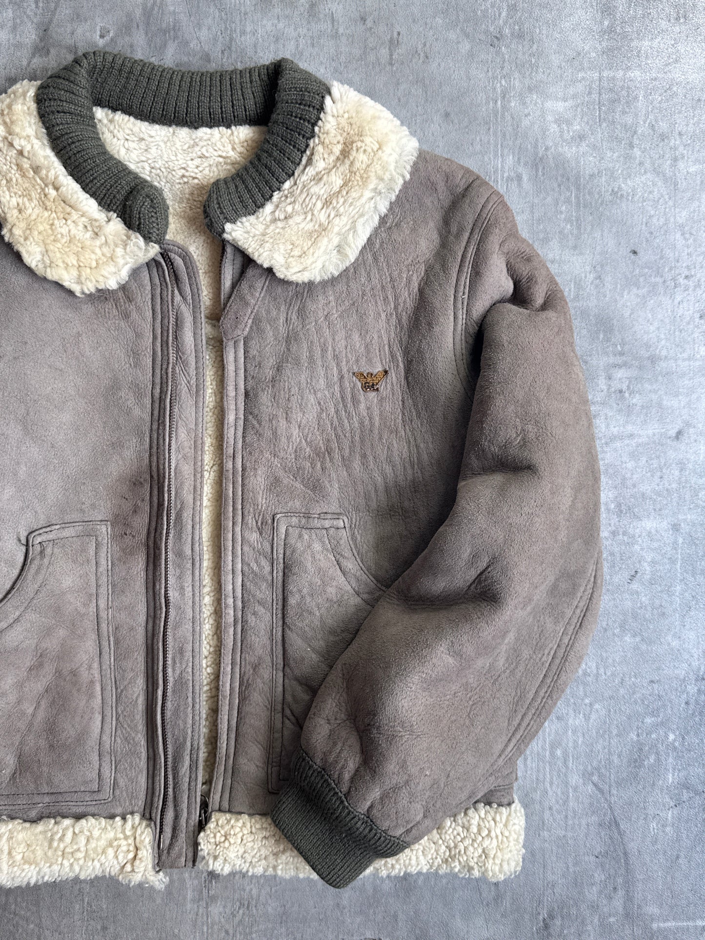 1970's Giorgio Armani Grey Cropped Shearling Flight Blouson ( Sold As Seen )