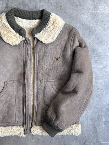 1970's Giorgio Armani Grey Cropped Shearling Flight Blouson ( Sold As Seen )