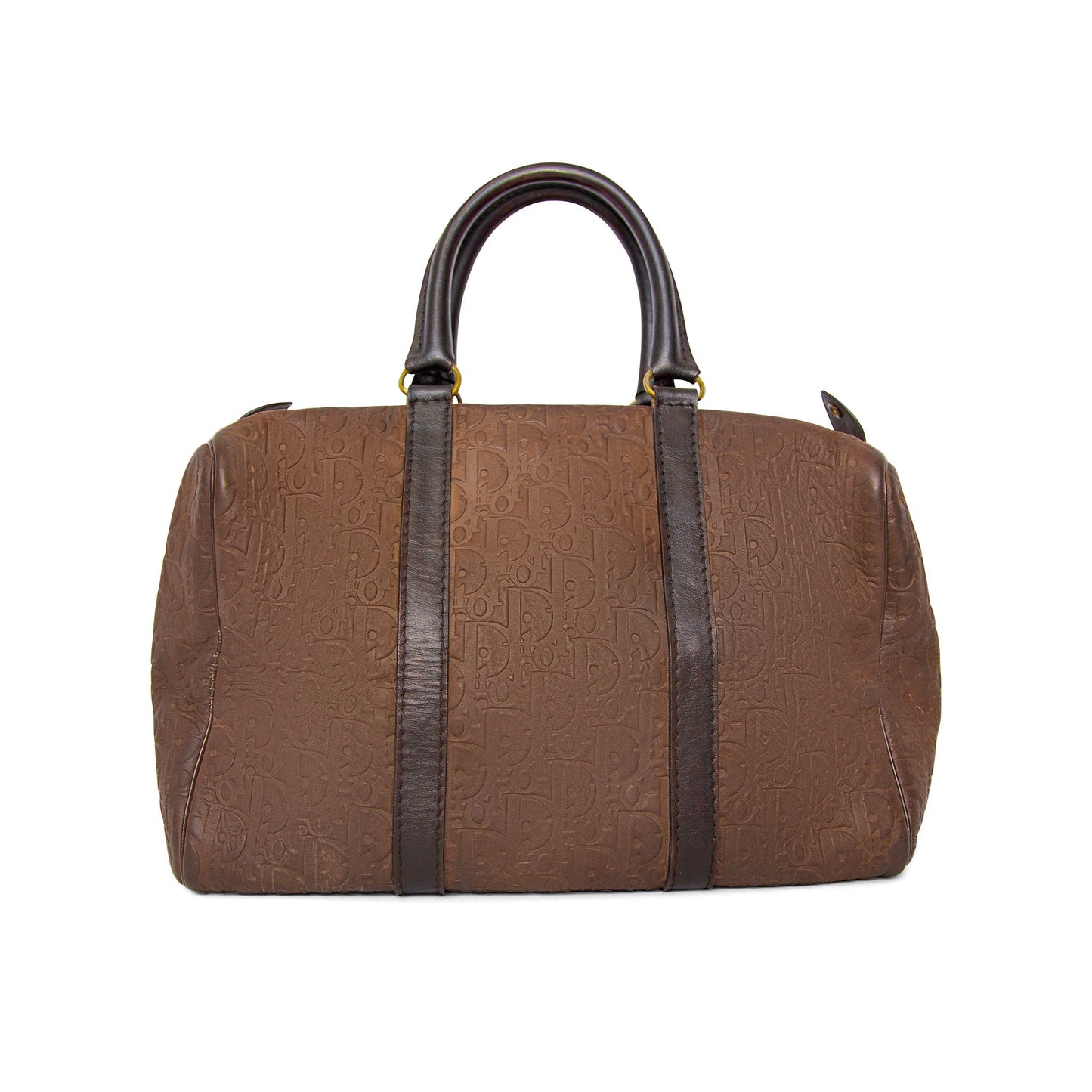 1980s Christian Dior Leather Embrossed Boston Bag