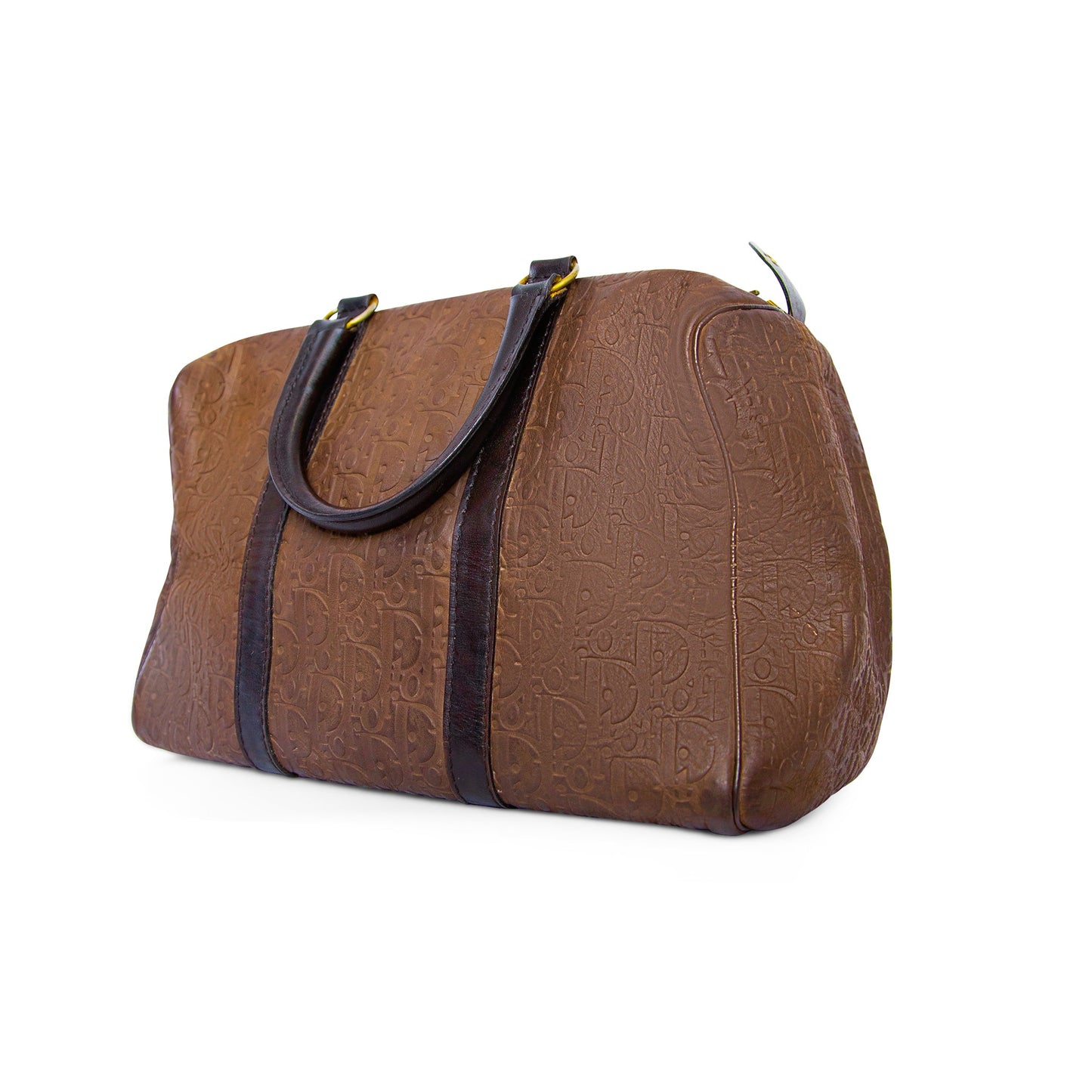 1980s Christian Dior Leather Embrossed Boston Bag