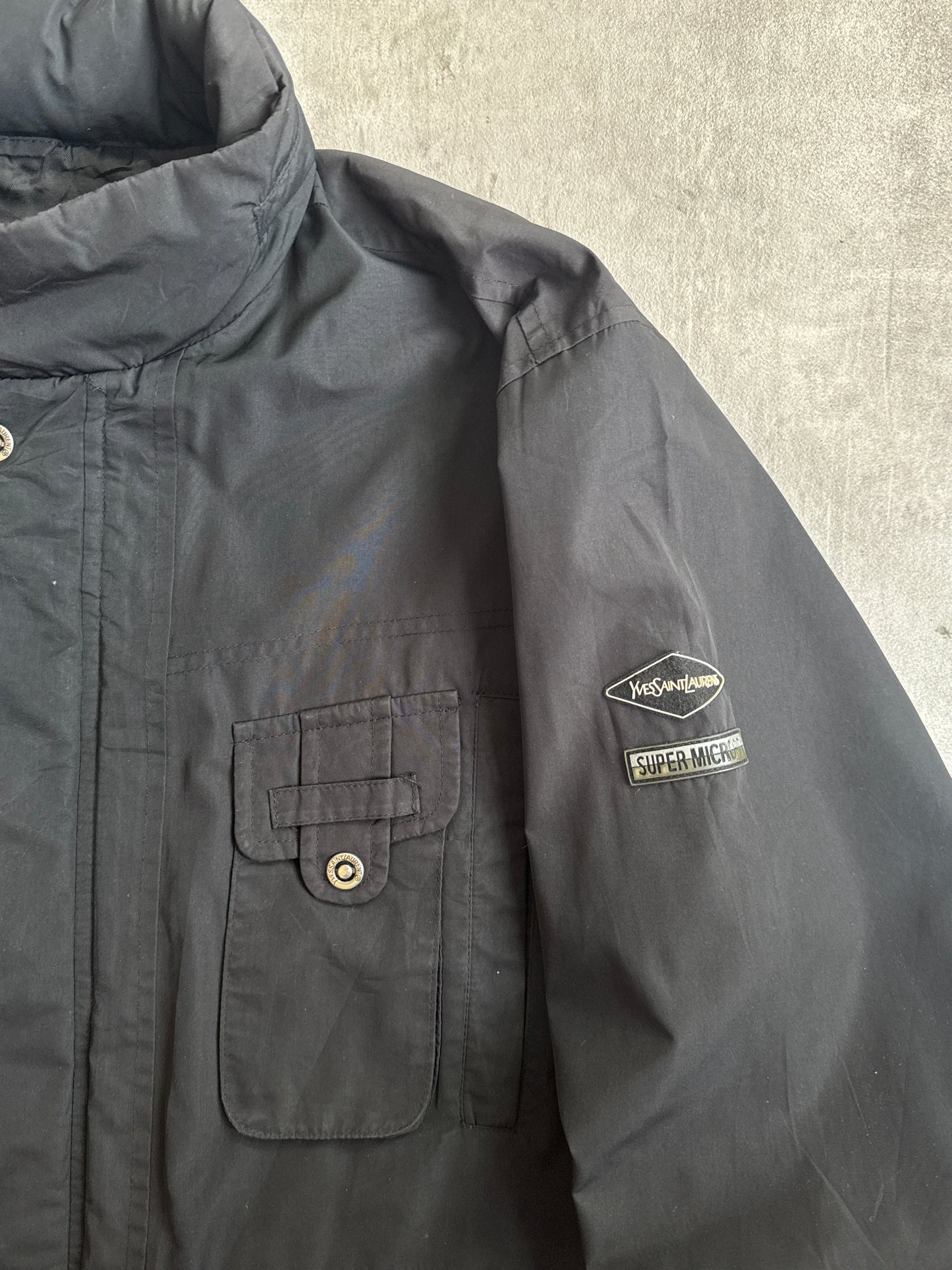 YSL Black Technical Three Pocket Parka