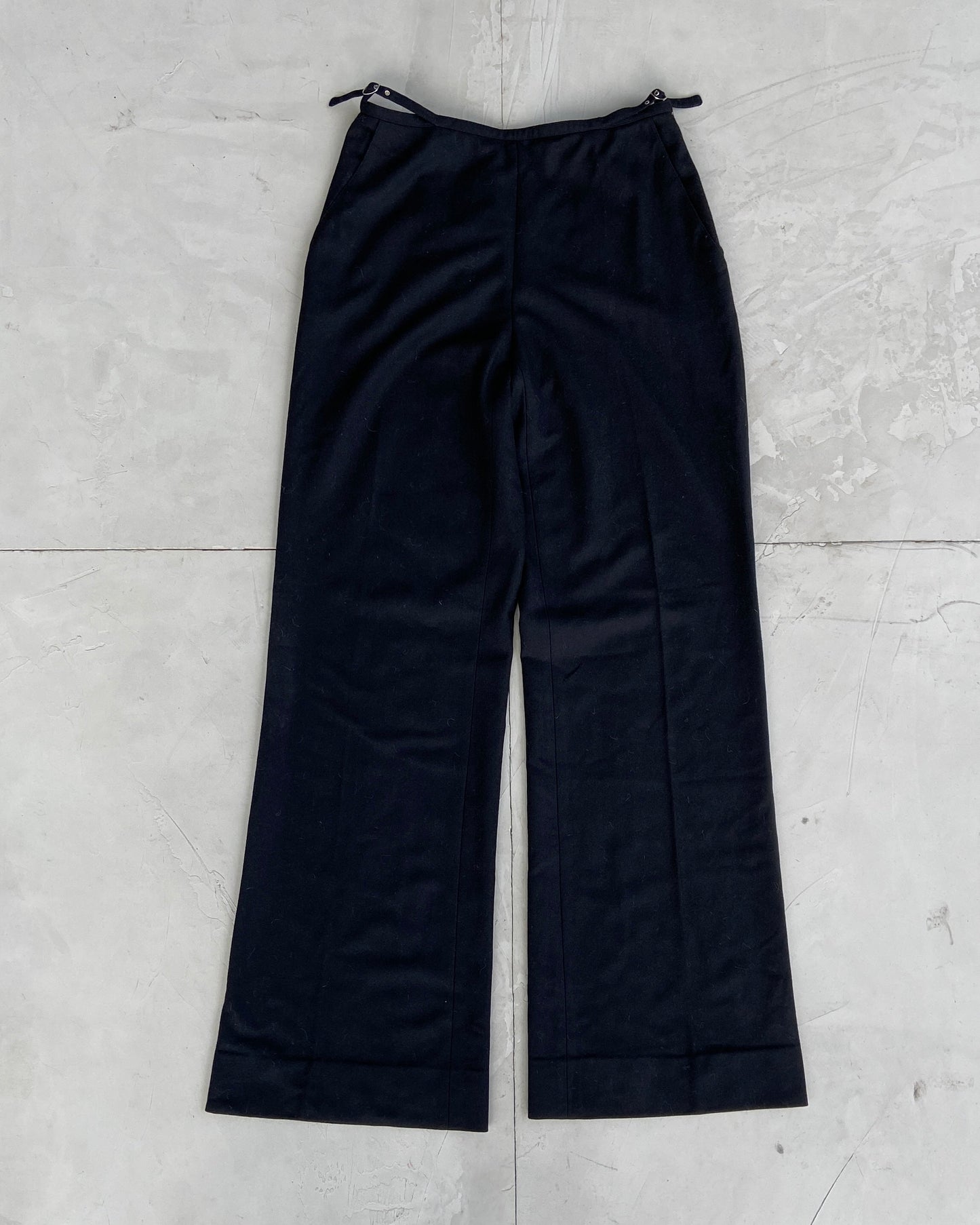 MIU MIU 2000'S BUCKLE WOOL TROUSERS - M | Medium, Black
