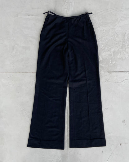 MIU MIU 2000'S BUCKLE WOOL TROUSERS - M | Medium, Black