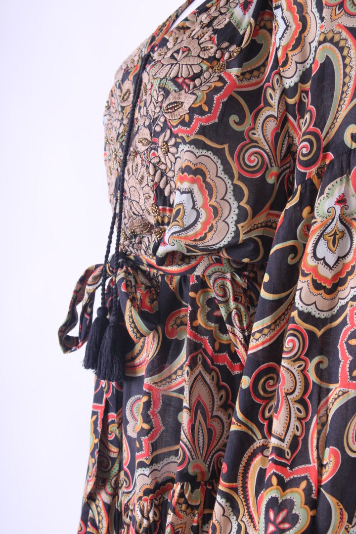 Miss June Dress long sleeved Black patterned One Size | Default Title, Black