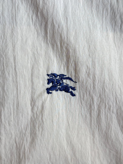 Burberry Cream Full Zip Lightweight Crinkle Harrington Jacket