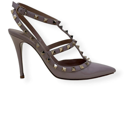 VALENTINO GARAVANI ROCKSTUD PATENT LEATHER HEELS NUDE 100 37 / UK7 | UK 4, Nude