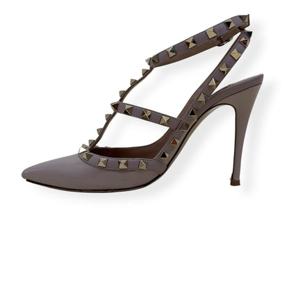 VALENTINO GARAVANI ROCKSTUD PATENT LEATHER HEELS NUDE 100 37 / UK7 | UK 4, Nude