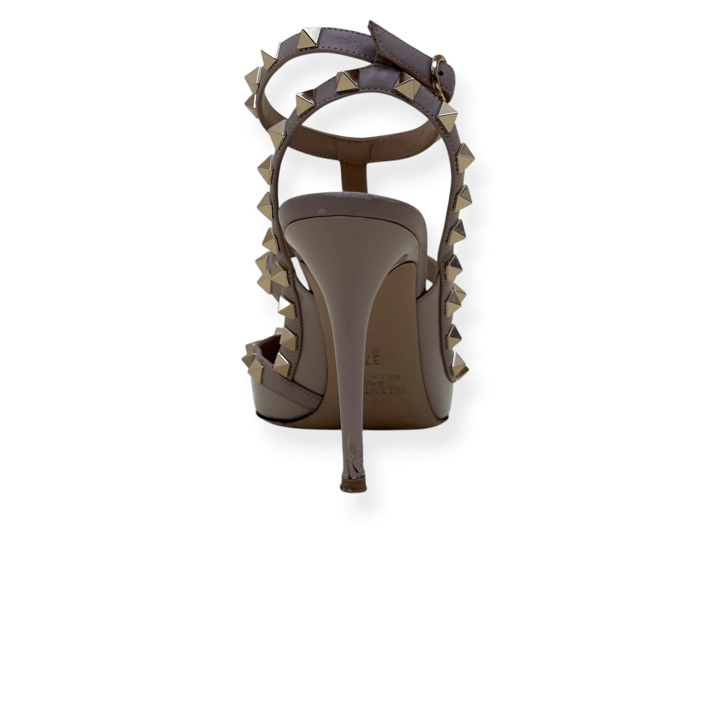 VALENTINO GARAVANI ROCKSTUD PATENT LEATHER HEELS NUDE 100 37 / UK7 | UK 4, Nude
