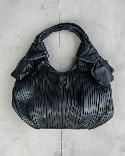 MOSCHINO PLEATED LEATHER SHOULDER BAG | O/S, Black
