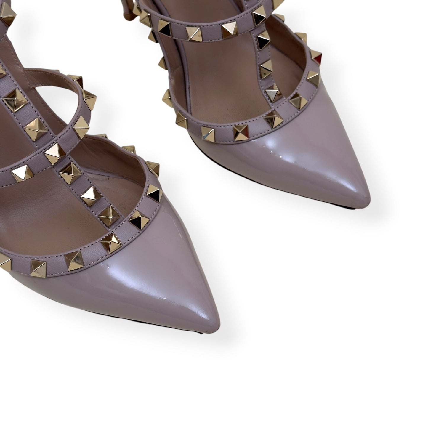 VALENTINO GARAVANI ROCKSTUD PATENT LEATHER HEELS NUDE 100 37 / UK7 | UK 4, Nude