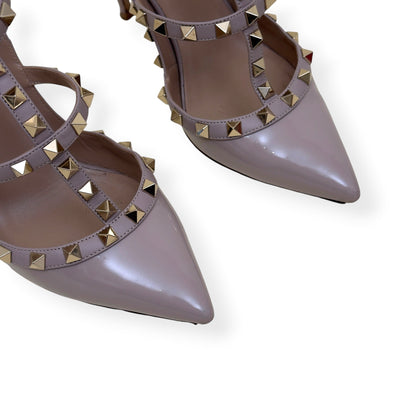 VALENTINO GARAVANI ROCKSTUD PATENT LEATHER HEELS NUDE 100 37 / UK7 | UK 4, Nude
