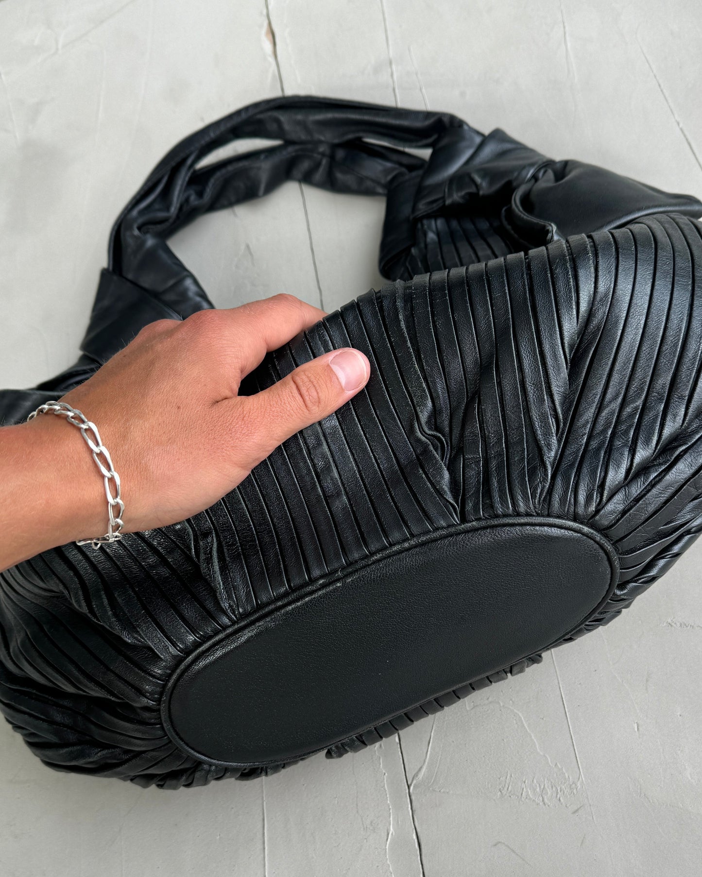 MOSCHINO PLEATED LEATHER SHOULDER BAG | O/S, Black