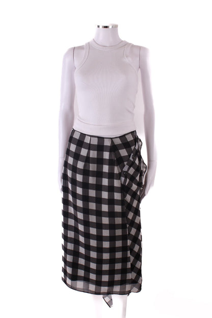 Self Portrait Gingham Midi Skirt Black & White 12 | Default Title, Black