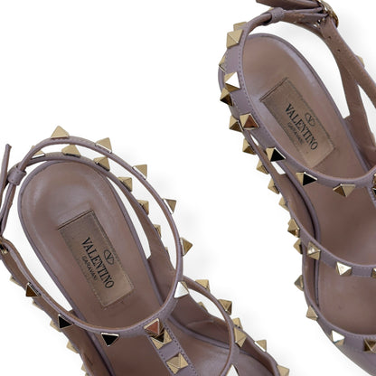 VALENTINO GARAVANI ROCKSTUD PATENT LEATHER HEELS NUDE 100 37 / UK7 | UK 4, Nude