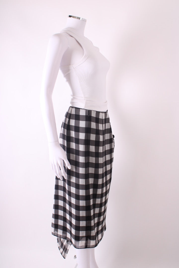 Self Portrait Gingham Midi Skirt Black & White 12 | Default Title, Black
