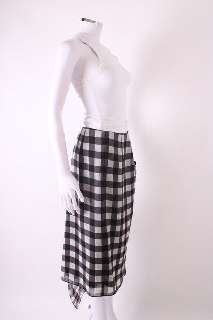 Self Portrait Gingham Midi Skirt Black & White 12 | Default Title, Black