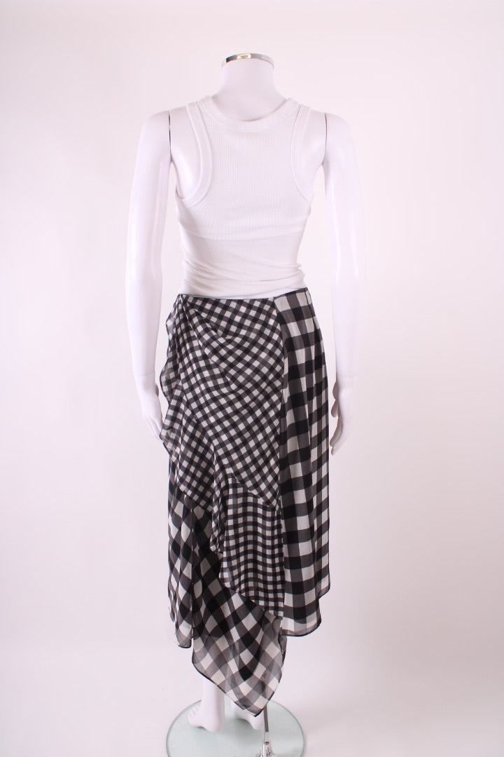Self Portrait Gingham Midi Skirt Black & White 12 | Default Title, Black